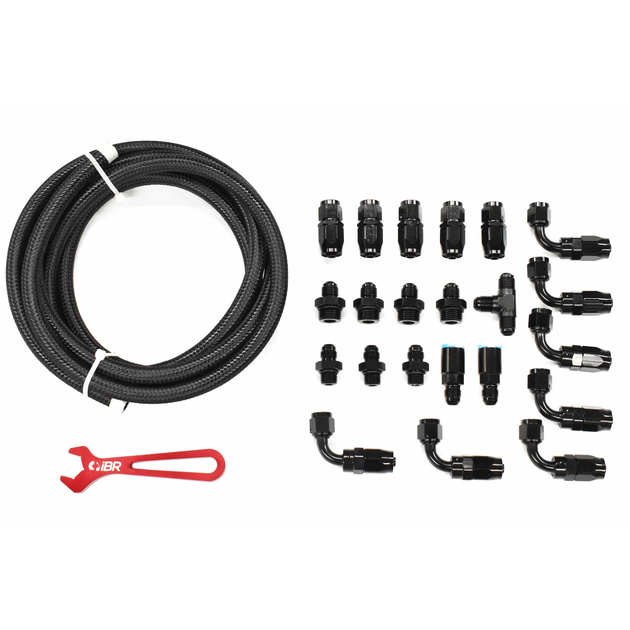 IAG Braided Fuel Line & Fitting Kit for IAG Top Feed Fuel Rails & OEM FPR