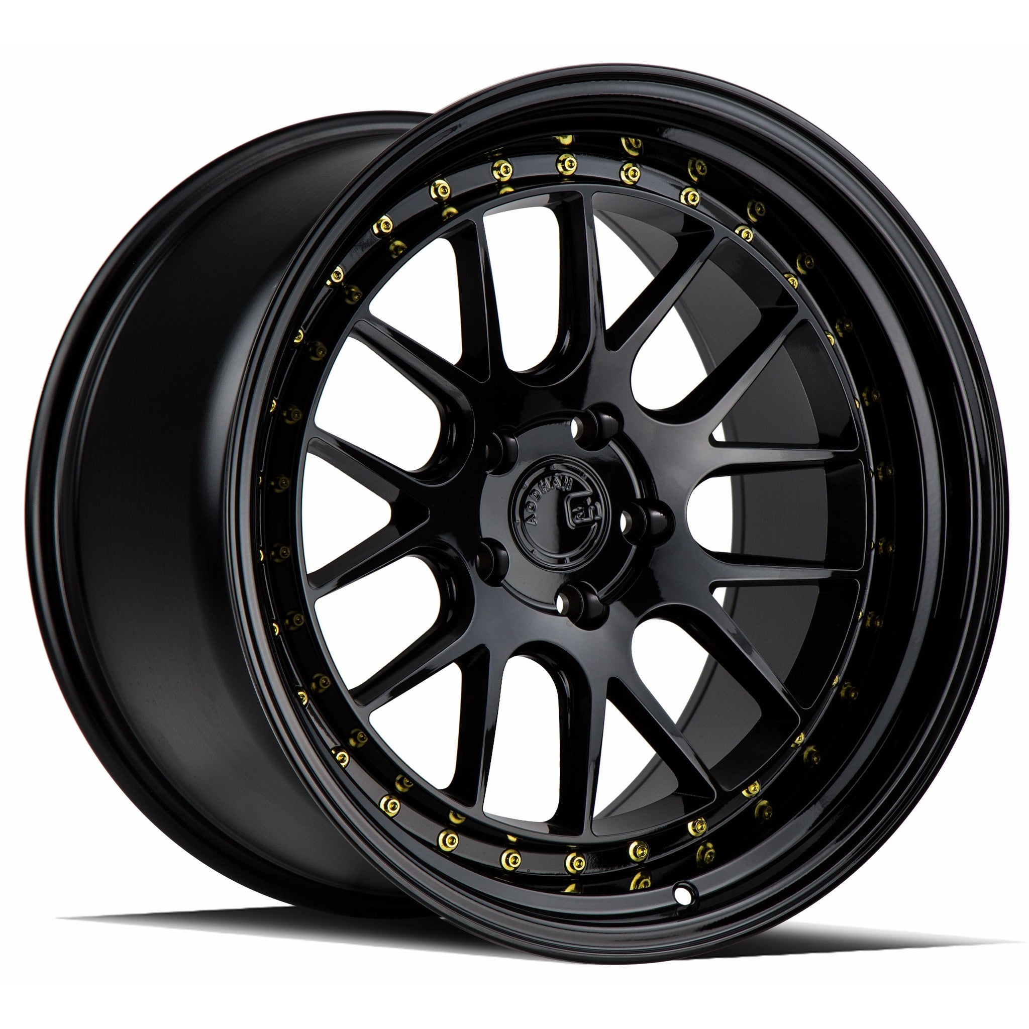 AodHan DS-06 Gloss Black W /Gold Rivets Wheel 18x9.5 15mm 5x114.3