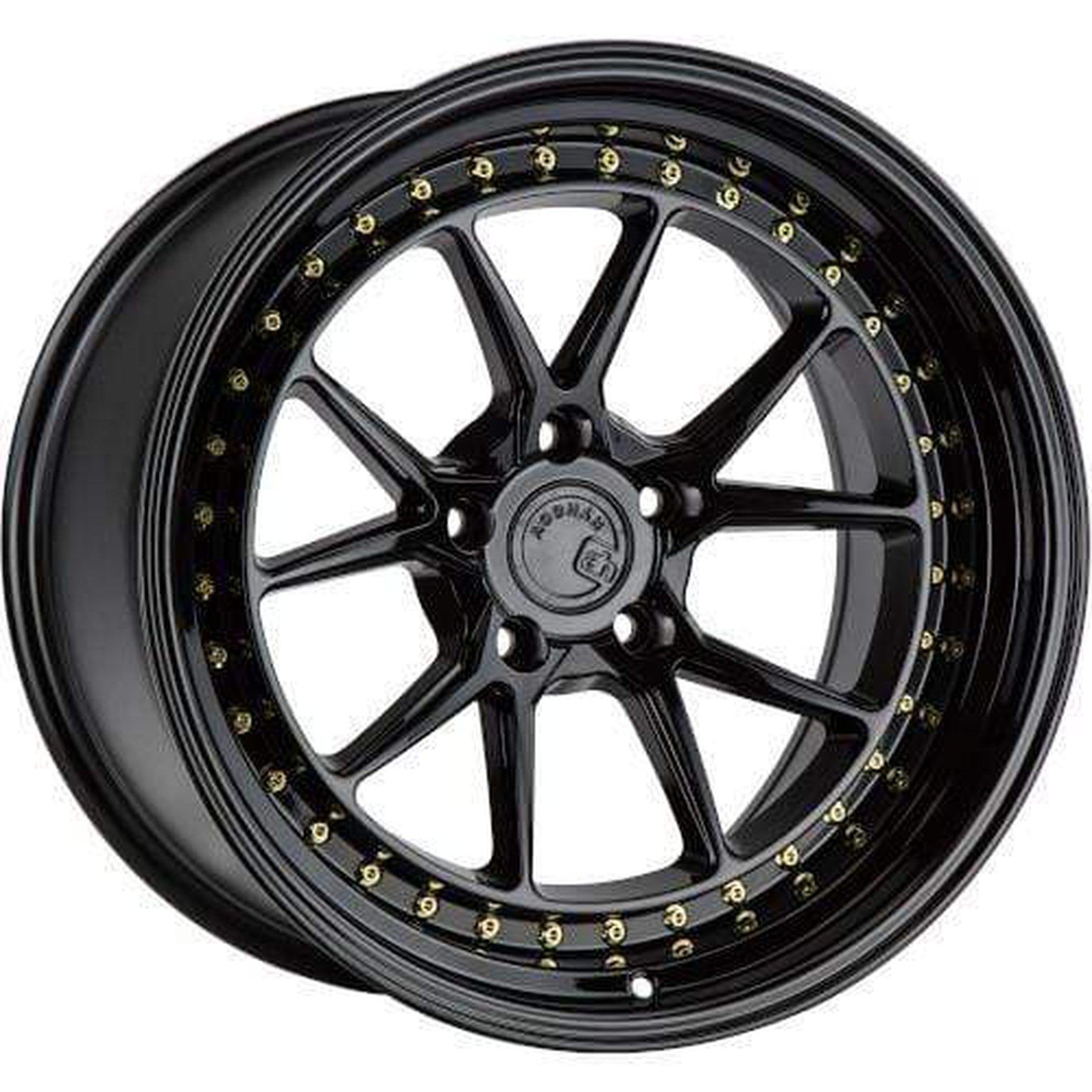 AodHan DS08 Gloss Black W /Gold Rivets Wheel 18x9.5 30mm 5x114.3