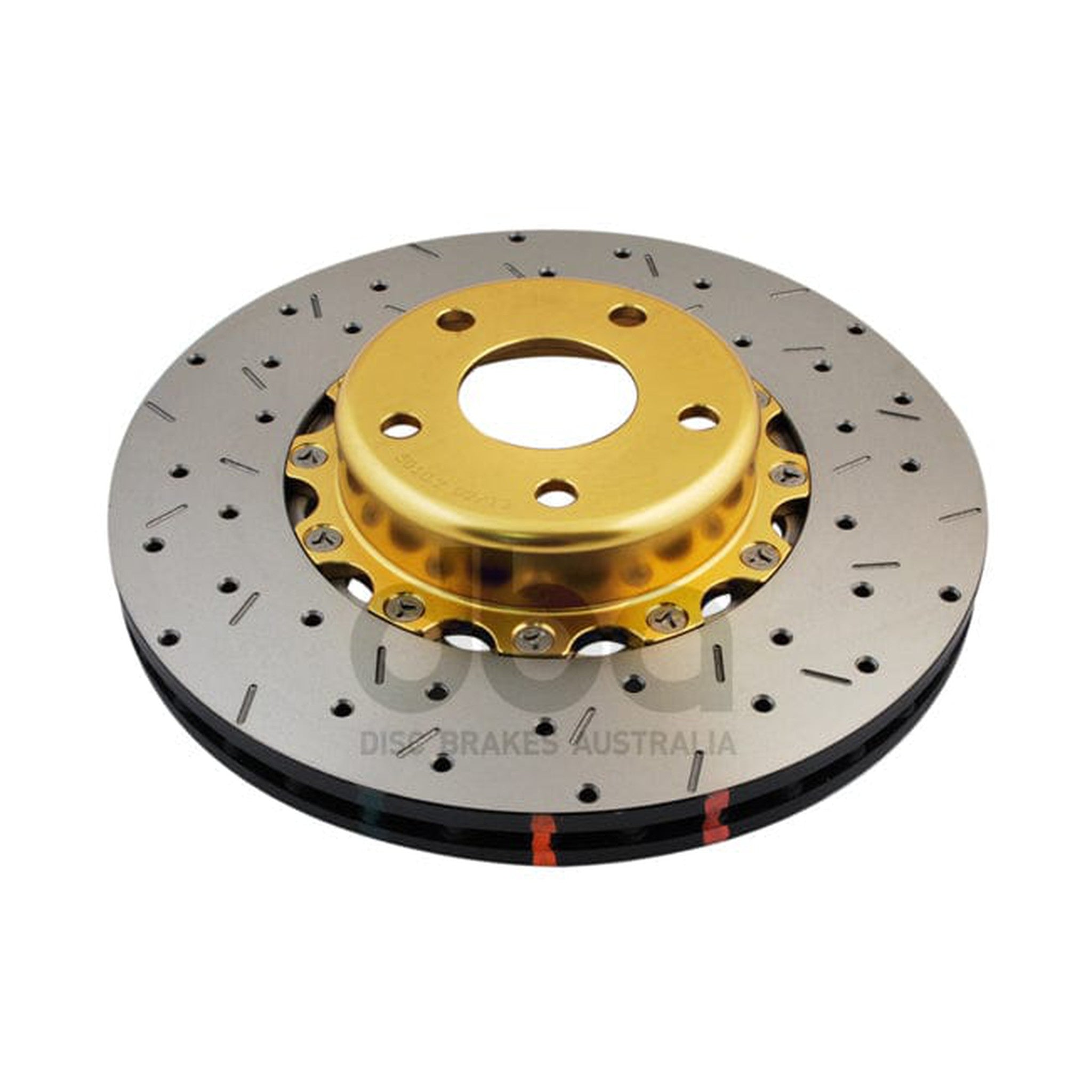 DBA 5000 Drilled & Slotted Front 2-Piece Rotor w/ Gold Hat Subaru