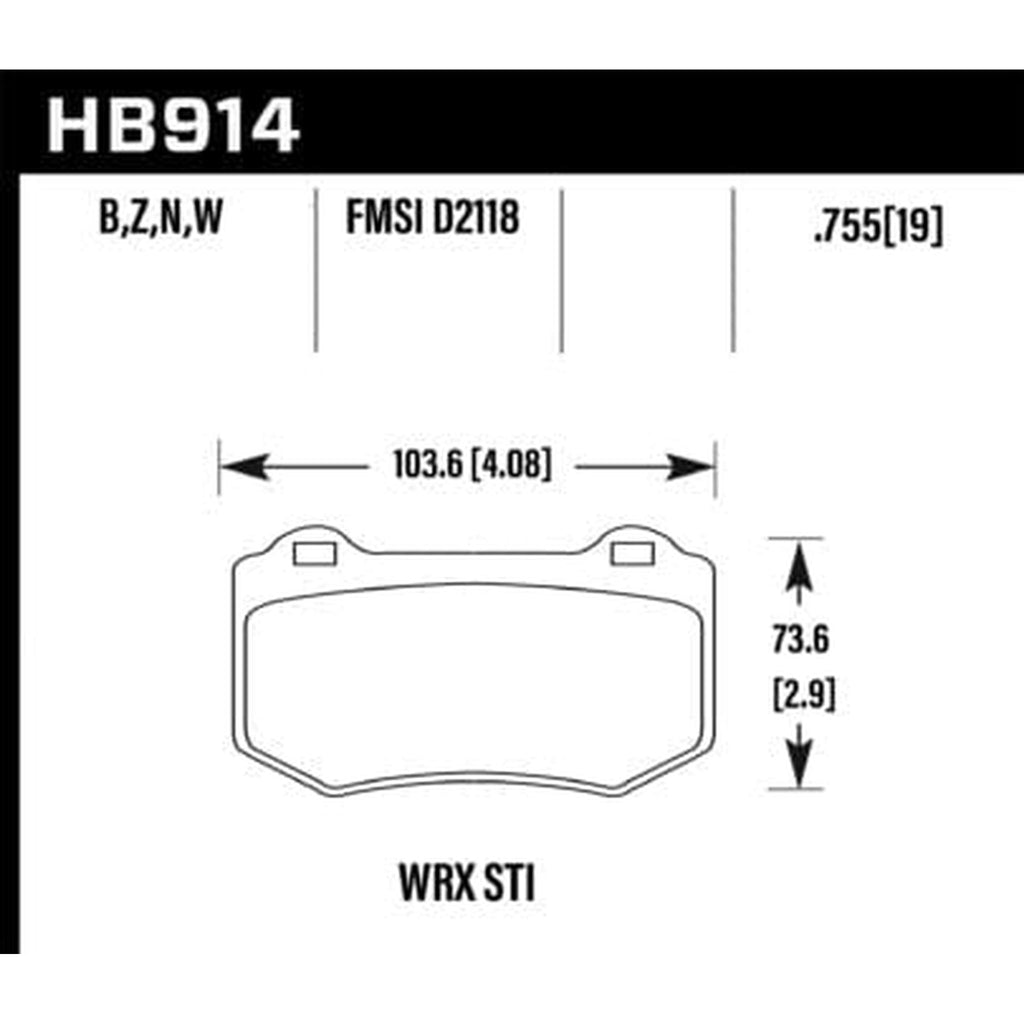 Hawk Street 5.0 Rear Brake Pads 2018-2021 Subaru STI | HB914B.580