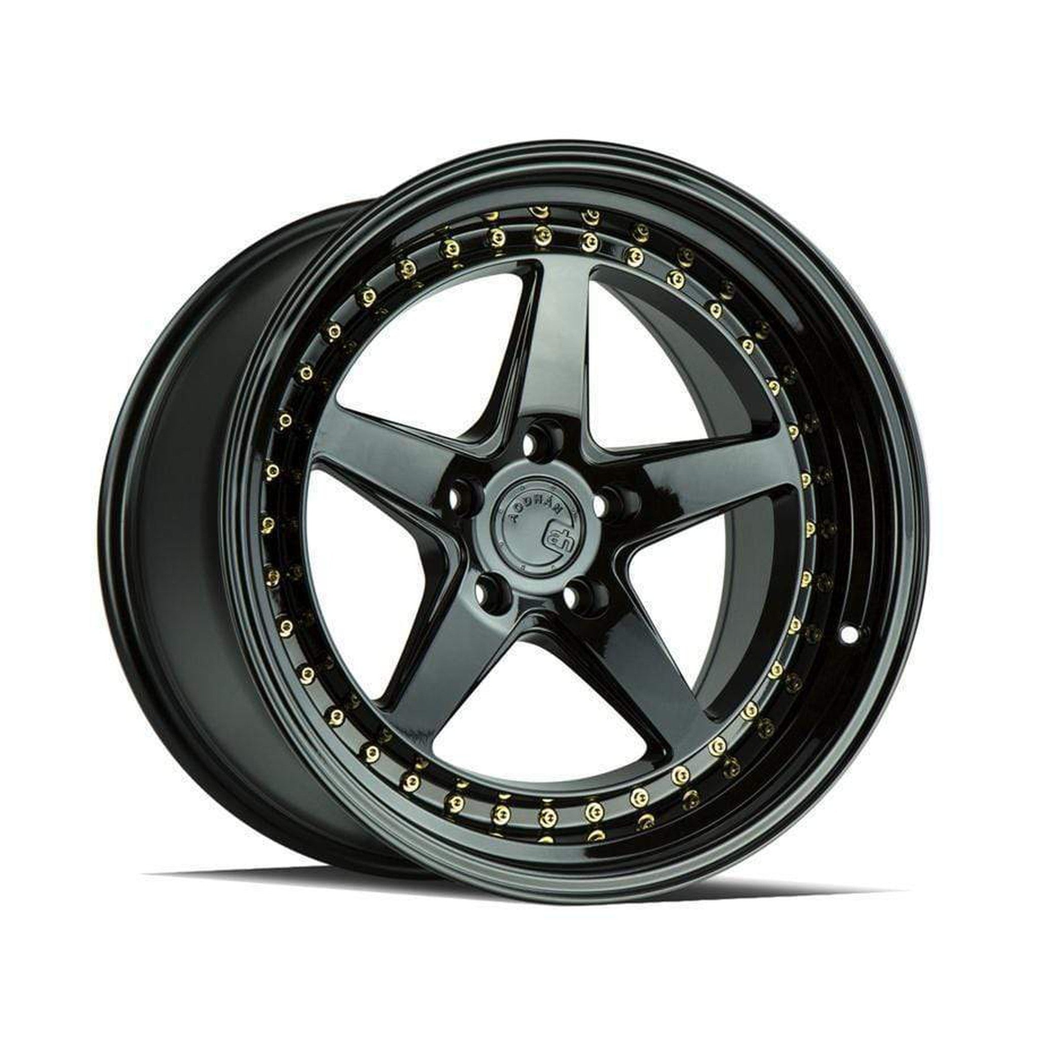 AodHan DS05 Gloss Black W /Gold Rivets Wheel 18x10.5 15mm 5x114.3