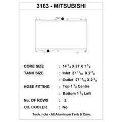 CSF Aluminum Radiator Mitsubishi Evo 8 and 9 2003-2006 | 3163