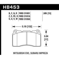 Hawk DTC-30 Front Brake Pads Subaru STI 2004-2017 / Mitsubishi EVO 8 / 9 / 10 2003-2015 / Hyundai Genesis Coupe w/ Brembo 2010-2013 | hawkHB453W.585