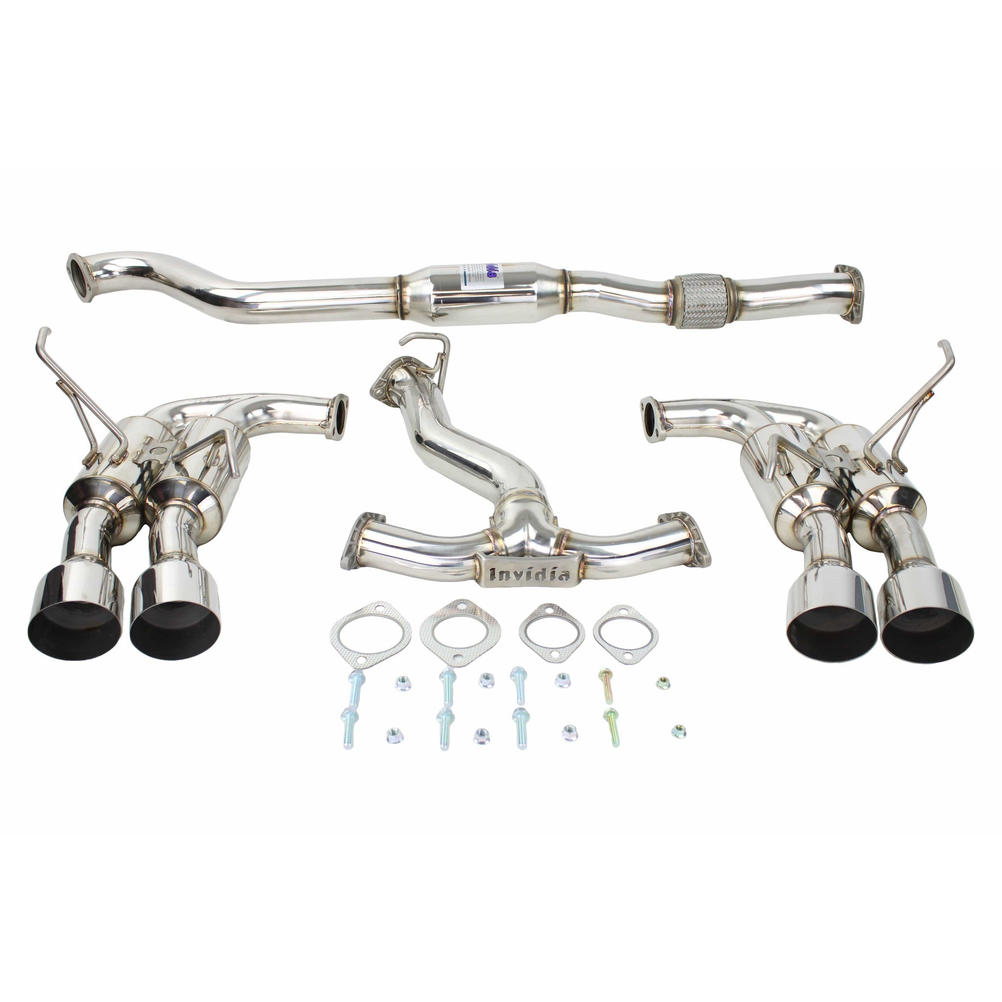 Invidia R400 Gemini Single Layer Cat-Back Exhaust Stainless Steel Tips Subaru WRX / STI 2015-2021 | HS15STIGM4SS