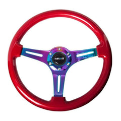 NRG Classic Red Wood Grain w/ NeoChrome Center Steering Wheel | ST-015MC-RD