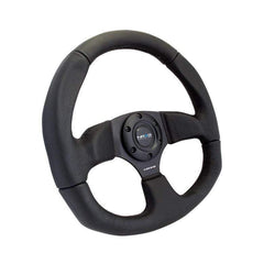 NRG Reinforced Steering Wheel (320mm Horizontal / 330mm Vertical) Leather w/Black Stitching | RST-009R