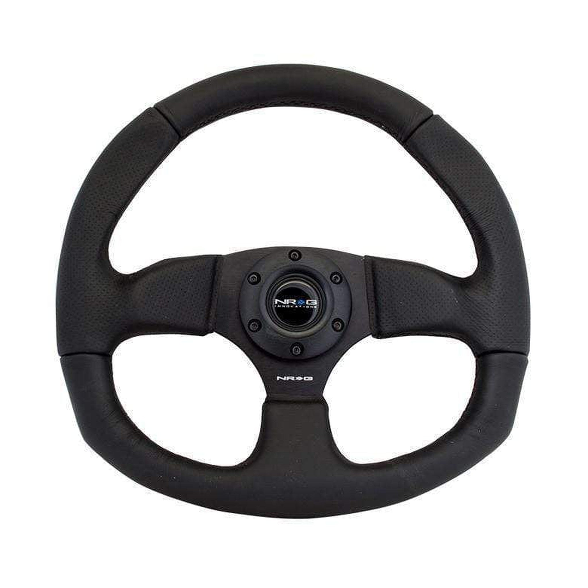 NRG Reinforced Steering Wheel (320mm Horizontal / 330mm Vertical) Leather w/Black Stitching | RST-009R