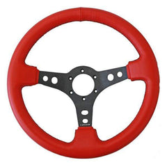 NRG Sport 3in Deep Steering Wheel 350mm Red leather w/ Black Stitching | RST-006RR-BS